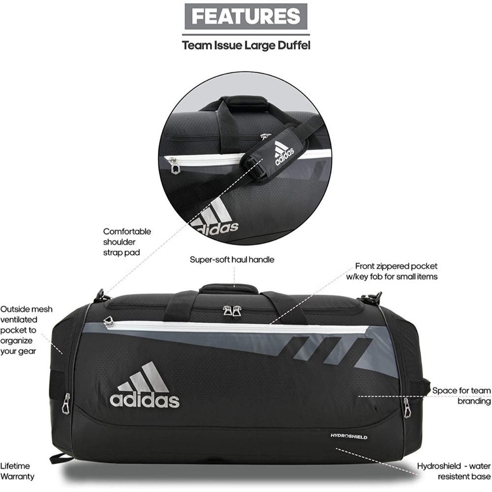 NWOT adidas Unisex Team Issue Small Duffel Bag, Black - Picture 3 of 10